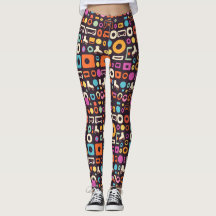 Leggings de padrão retrô nos anos 90 divertidos