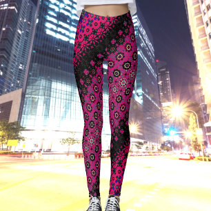 Leggings de padrão rosa-quente do abstrato