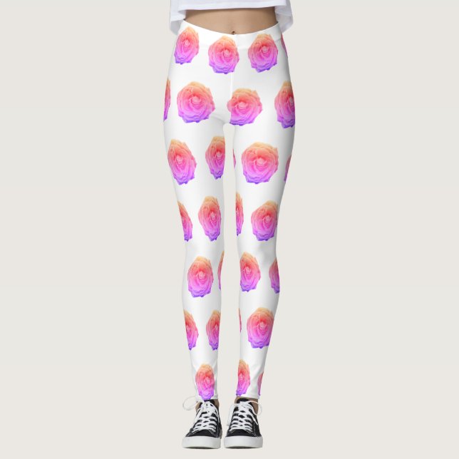 Leggings de padrão rosa rosa-rosa (Frente)