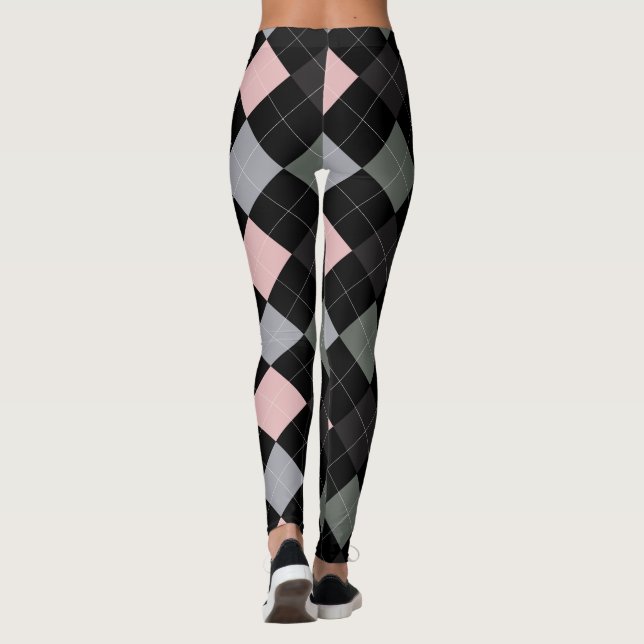 Leggings de Padrão Têxtil Argyle 01 Pequenas (Verso)