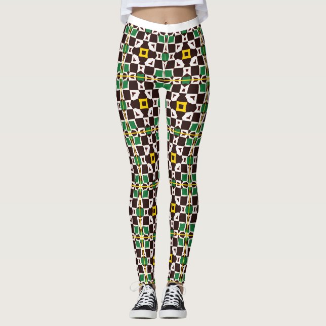 Leggings de Padrão Tribal da Trendy Hexagonal (Frente)