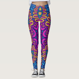 Leggings de Padrão Tribal Psicodélico - Boho Vibra