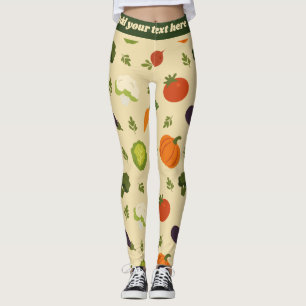 Leggings de padrão vegetariano personalizáveis - W