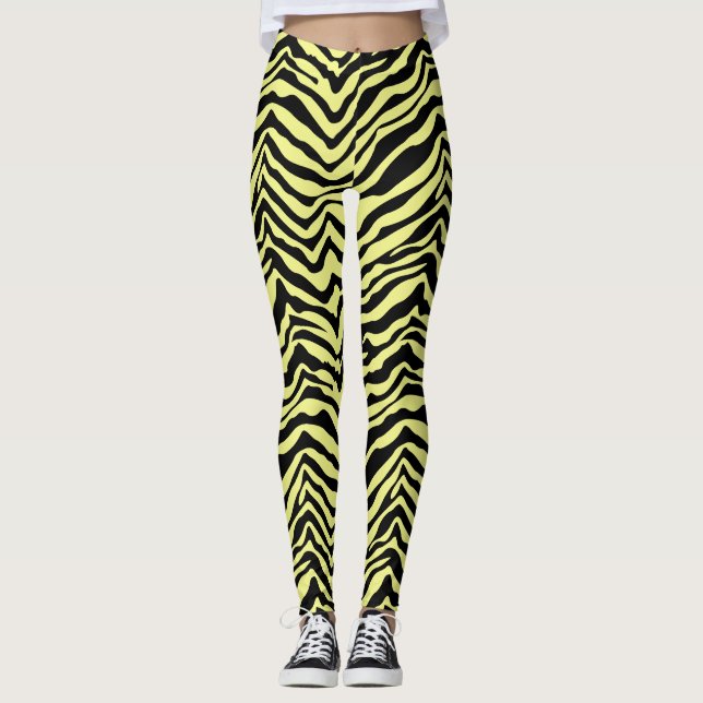 Leggings de padrões animais de zebra amarela e neg (Frente)