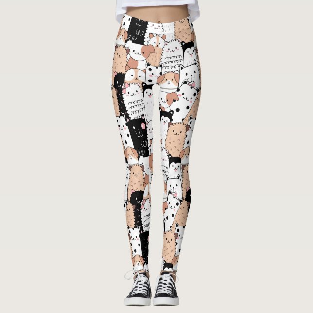 Leggings de padrões de cães (Frente)