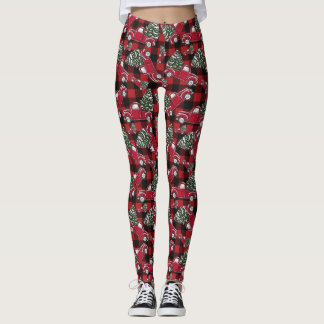 Leggings de padrões de caminhões de árvore natalíc