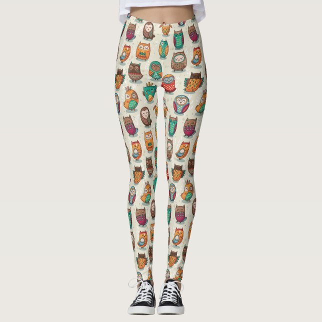 Leggings de padrões de coruja (Frente)