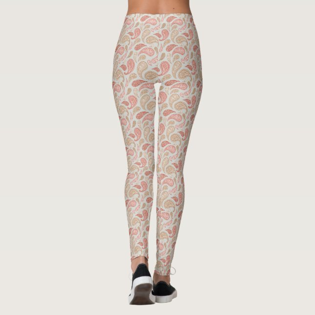 Leggings De Padrões De Paisley Castanho-Fumo (Verso)