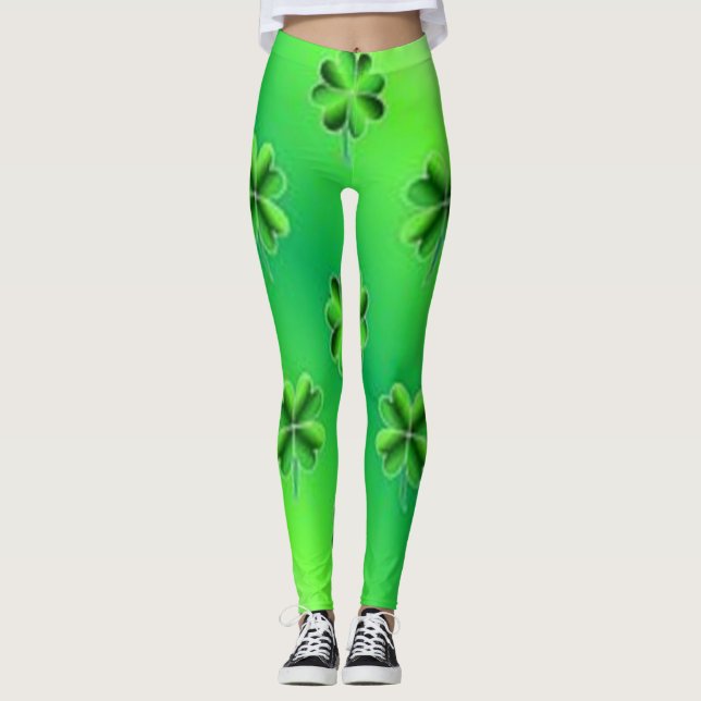 Leggings de Padrões Flores de São Patrick (Frente)