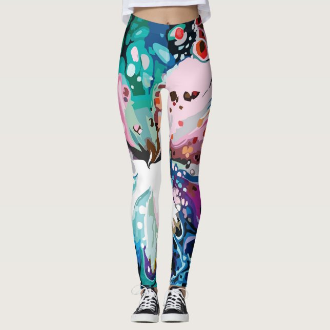 Leggings de Padrões marmoreados de design abstrato (Frente)