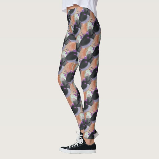 Leggings de padrões repetidos de bruxas aquáticas (Esquerda)