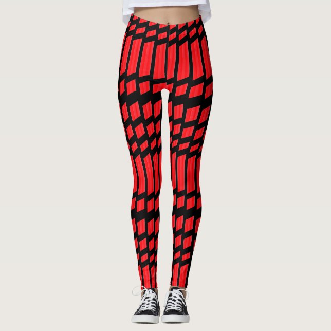 Leggings de padrões vermelhos do Designer (Frente)