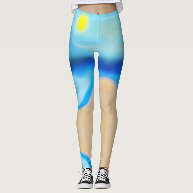 Leggings de Paisagem de Praia (Frente)