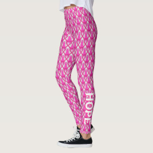 Leggings de Palavras Anjos de Sensibilização Rosa-