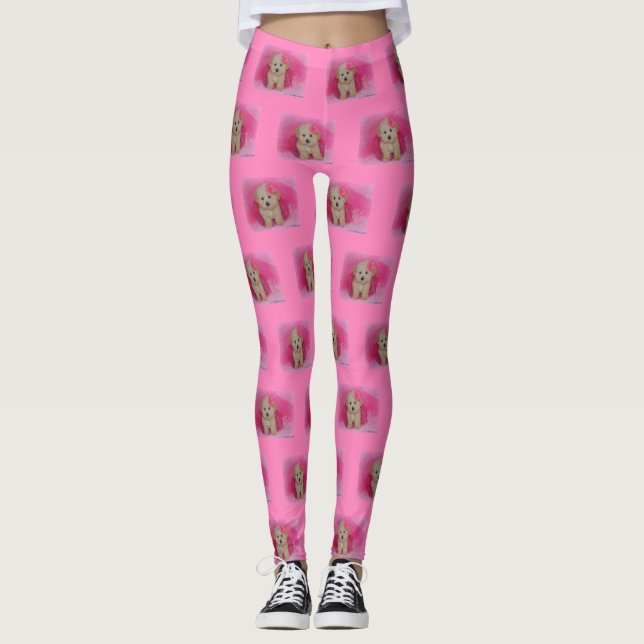 Leggings de papoilas Maltipoo (Frente)