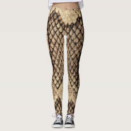 Leggings de Pele de Cobra Marrom