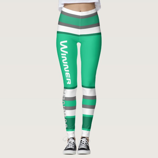 Leggings de perna poderosa com listras funky (Frente)