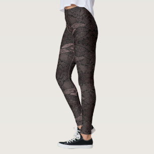 Leggings de pesca com rendas pretas falsas únicas