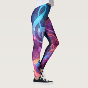 Leggings de Piano Amante – Padrão Rosa e Roxo