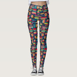 Leggings de pilhas de livros