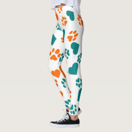 Leggings de pintura e coração - Laranja e azul