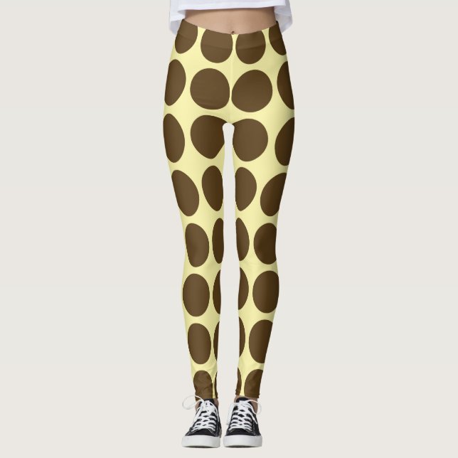 Leggings de pontos neutrais do creme de Pecan (Frente)