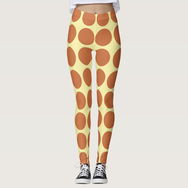 Leggings de pontos neutros do creme (Frente)