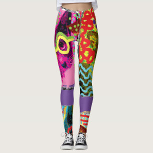 Leggings de Pop de arte de gatos loucos