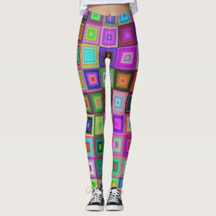 leggings de quadrados arco-íris