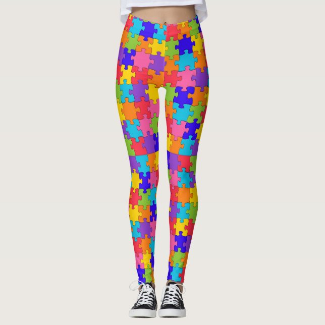 leggings de quebra-cabeça autismo (Frente)