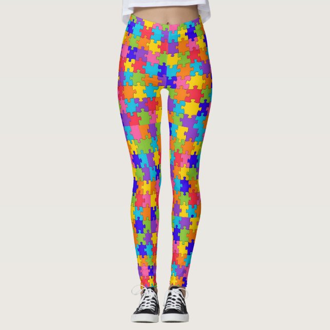Leggings de Quebra-cabeça de Consciência Autismo (Frente)