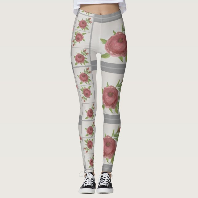 Leggings de Rosa de Aquarela (Frente)