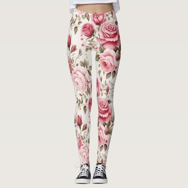 Leggings de Rosa de Aquarela Encantadas (Frente)