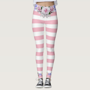 Leggings de Rosas com Listras Rosa