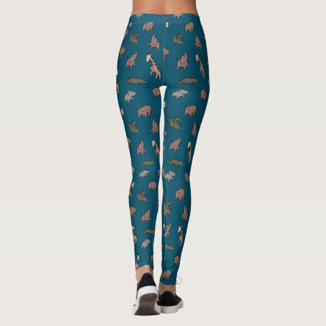 Leggings de safari de elefante, girafa, crocodilo  (Verso)