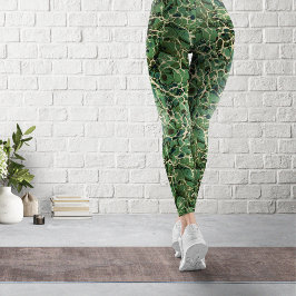 Leggings de safra em papel verde marmoreado