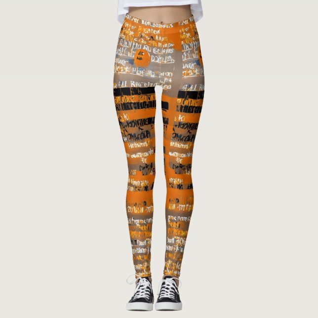 Leggings de Sonhos Tangerinos: Esplendor Laranja A (Frente)