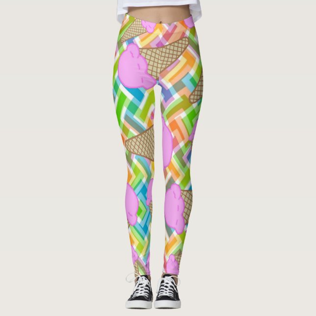 Leggings de Sorvete de morango (Frente)