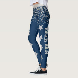 Leggings de Spandex Azul e Prateado