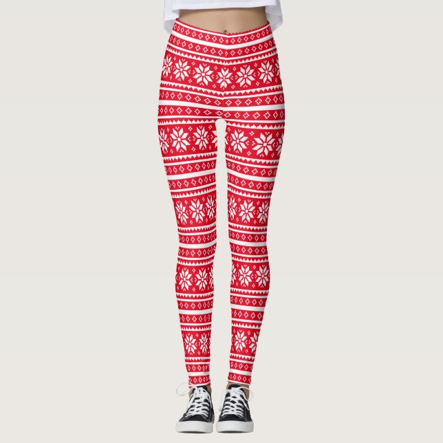 Leggings de suéter de natal vermelho e engraçado (Frente)