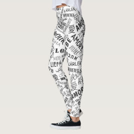 Leggings de texto amam múltiplos idiomas - suas co