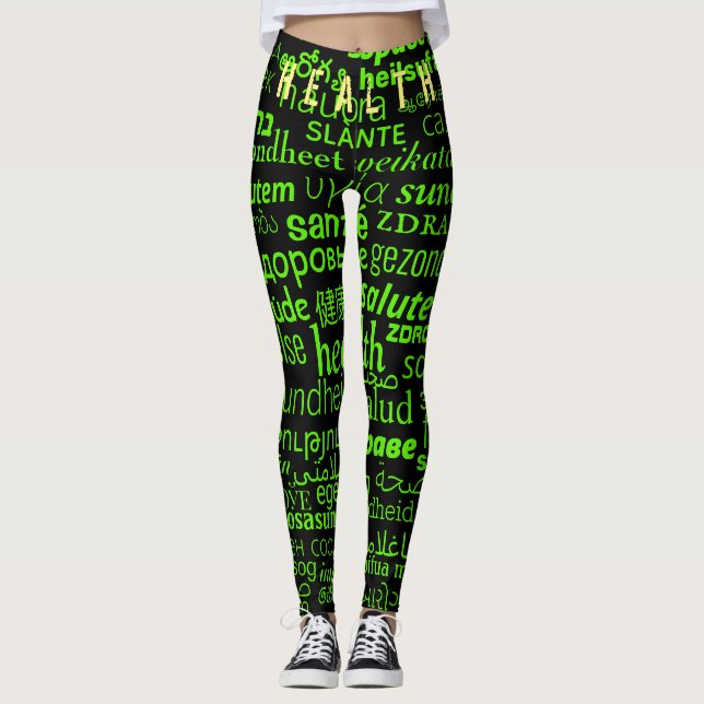 Leggings de texto de integridade multilíngue - Esc (Frente)