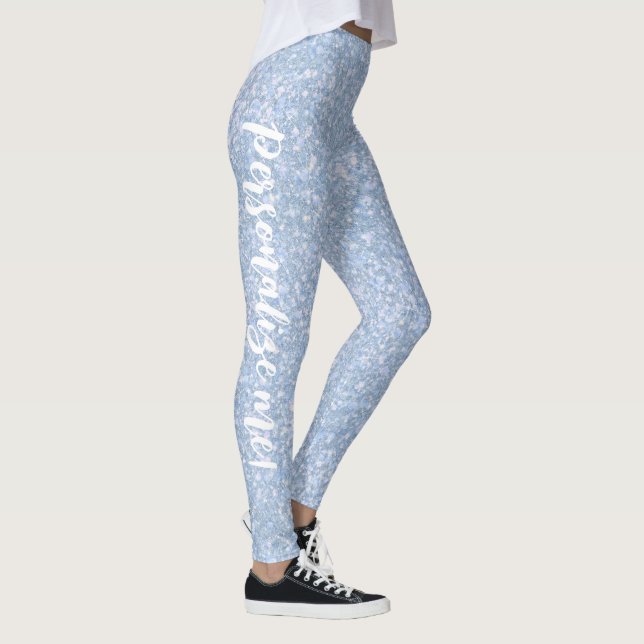 Leggings de TEXTO PERSONALIZADAS Azul-claro-brilha (Direita)