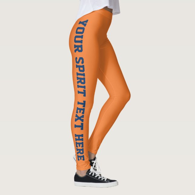 Leggings de texto personalizadas de cor laranja e  (Direita)
