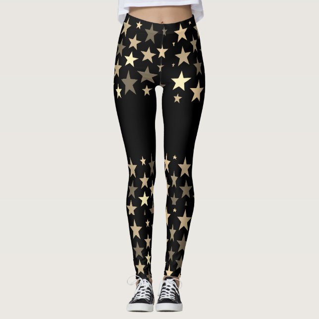 Leggings de treinamento de qualidade com estrelas (Frente)