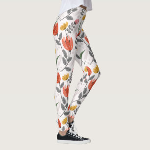 Leggings de Tulipas Desenhadas Modernas