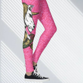 Leggings de Unicórnio Rosa-Brilhante