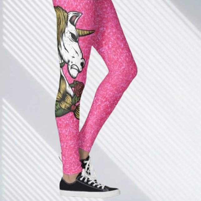 Leggings de Unicórnio Rosa-Brilhante (Discover the magic of comfort and style with Brett's Design unicorn leggings. )