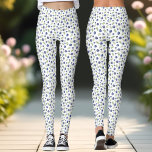 Leggings de Verão de Berries<br><div class="desc">Leggings bonitas com padrão de mirtilo de cor de água com folhas verdes sobre fundo branco. - Kate Eden Art</div>