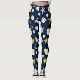 Leggings de vida e âncoras marinhas (escuras)